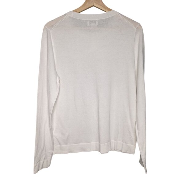NWT J.Crew 100% Cotton Teddie Sweater White Lightweight Crewneck Size Medium - Picture 5 of 6